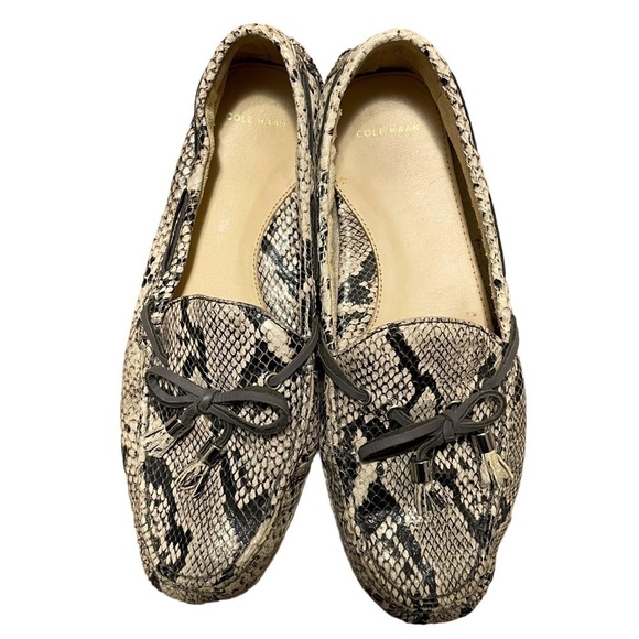 Cole Haan Garnet Leather Snakeskin Driving Mocs Loafers Flats Tassel Size 7.5 - Picture 7 of 15
